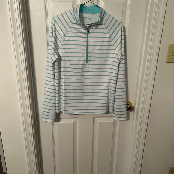 Vineyard Vines Teal and White Striped Top - Picture 2 of 4